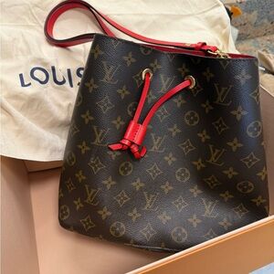 Louis Vuitton Brown and Red Monogram Shoulder Bag